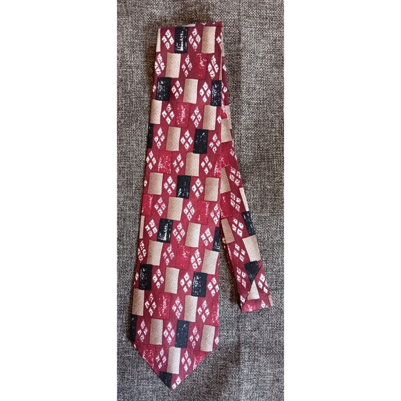 Barrington Other - Tie 70s 80s 90s Y2K New Vintage Barrington Red Beige Black 3.75 Wide 59 Long